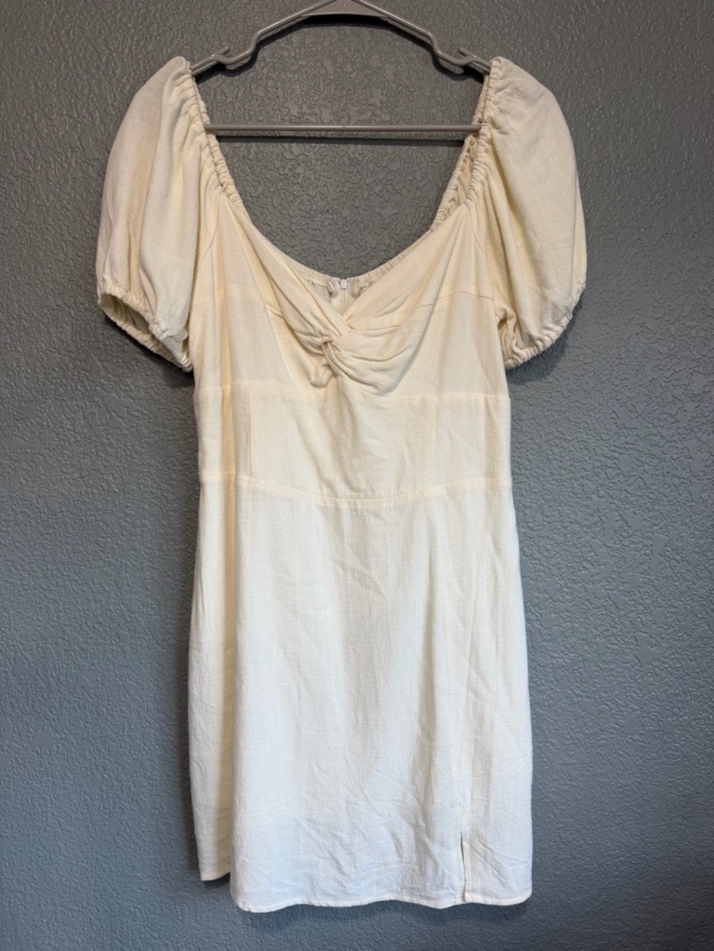 Altar'd State Ivory Puff-Sleeve Mini Dress